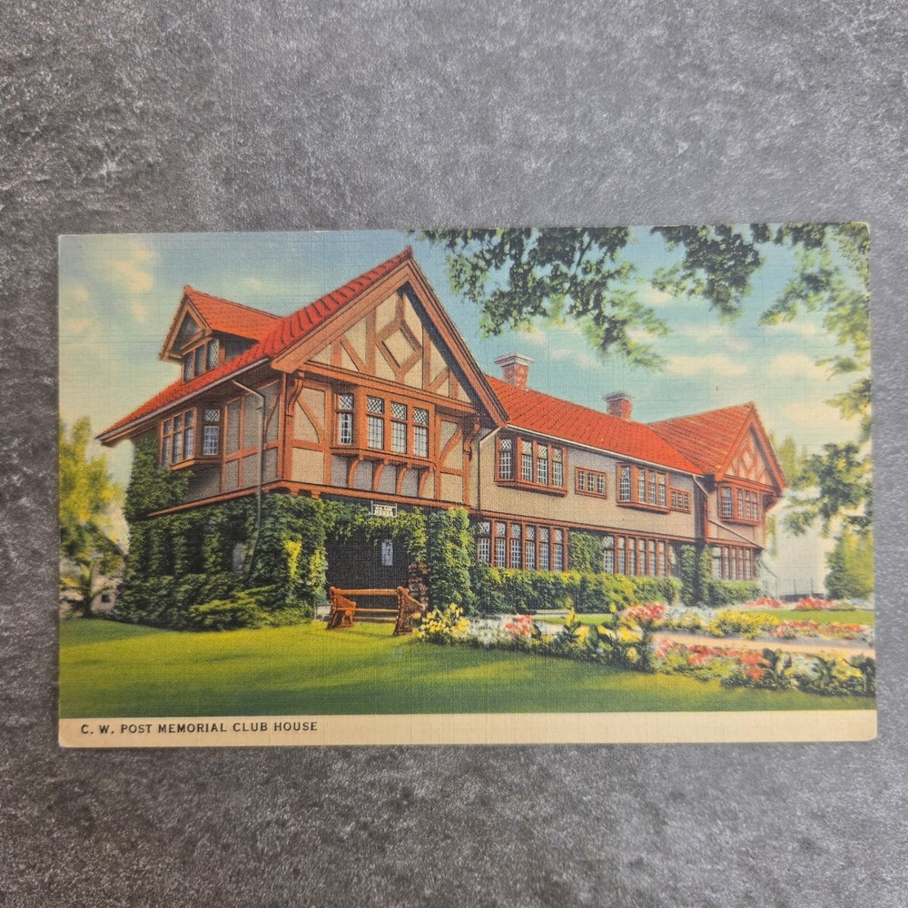 Vintage CW Post Memorial Club House Postcard Battle Creek MI Linen